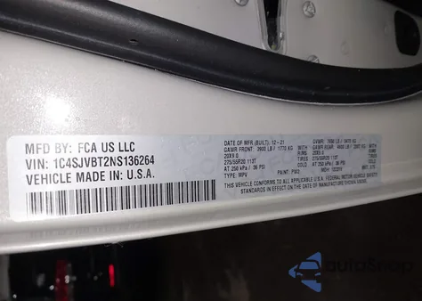 2022 Jeep Wagoneer Series Ii 4X4 из США, поврежденный, VIN 1C4SJVBT2NS136264